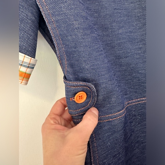 VINTAGE 3-pc 60s/70s denim/plaid print skirt/shirt/tunic set w/apple motif (S) - Picture 5 of 16